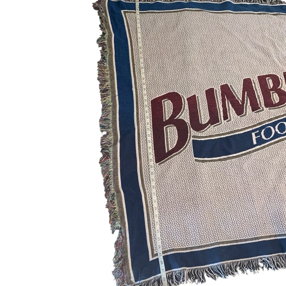 Vintage Bumble Bee Foods Woven Novelty Throw Blanket w/ Fringe Hem Fall